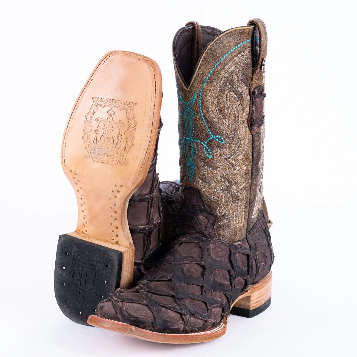 Tanner Mark Men's Genuine Monster Fish Square Toe Boots Tobacco TMX201324 - Tanner Mark Boots