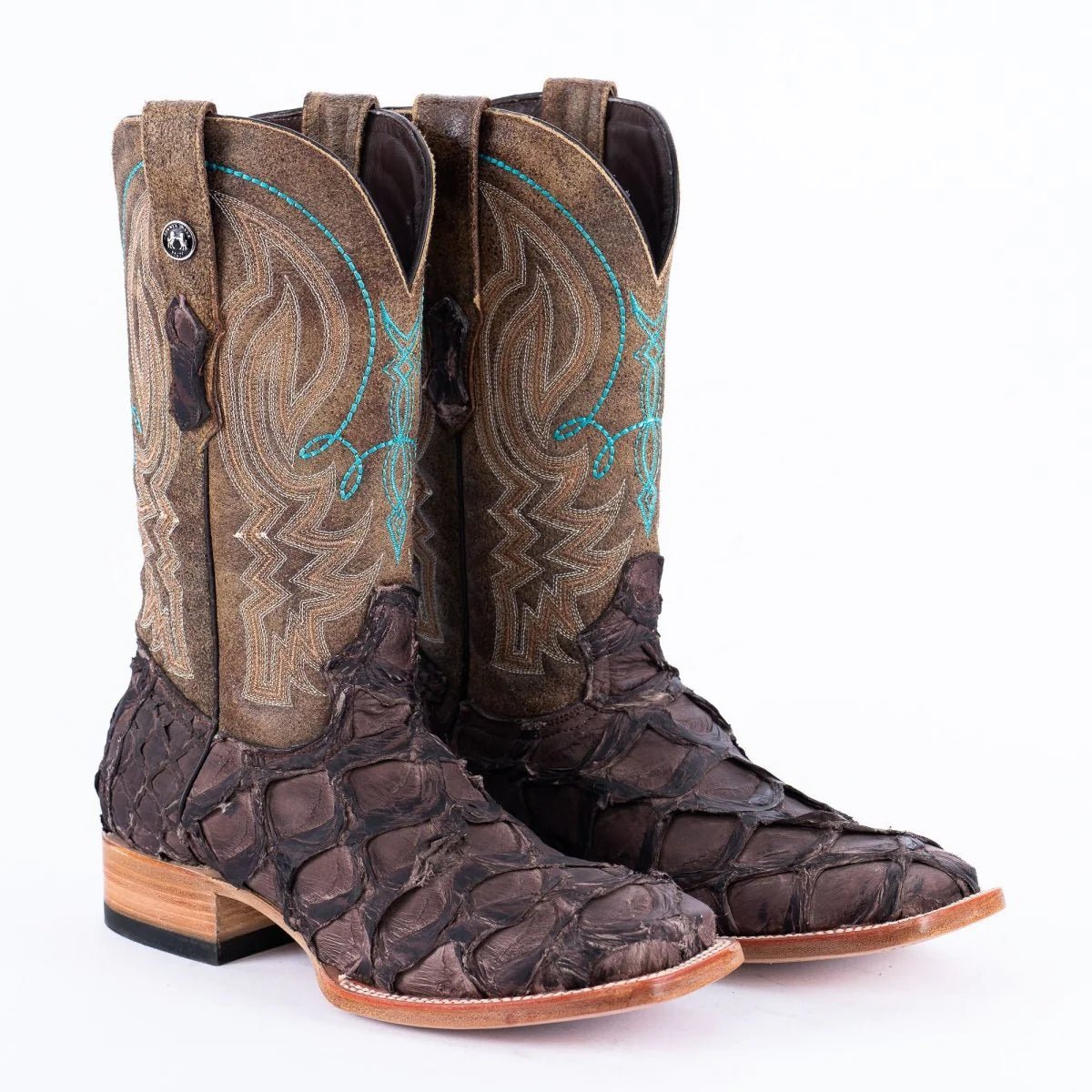Tanner Mark Men's Genuine Monster Fish Square Toe Boots Tobacco TMX201324 - Tanner Mark Boots