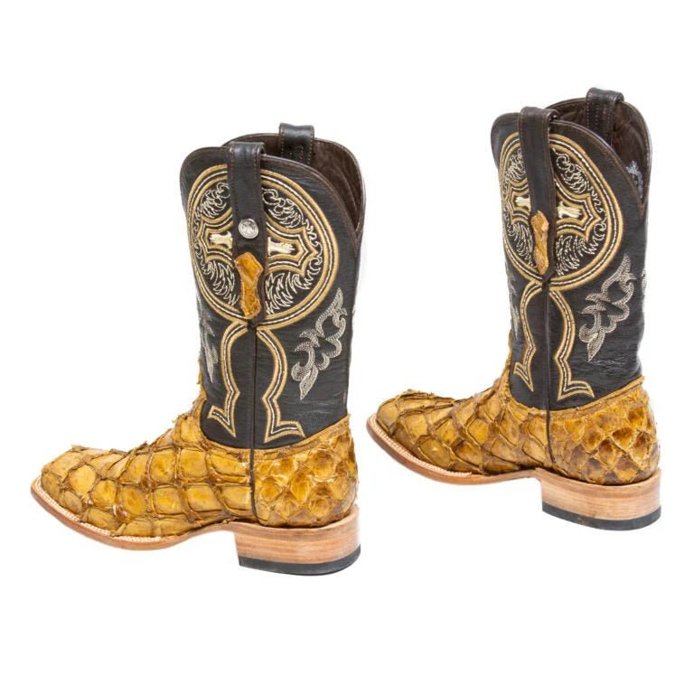 Tanner Mark Men's Genuine Monster Leather Fish Square Toe Boots Oryx - Tanner Mark Boots