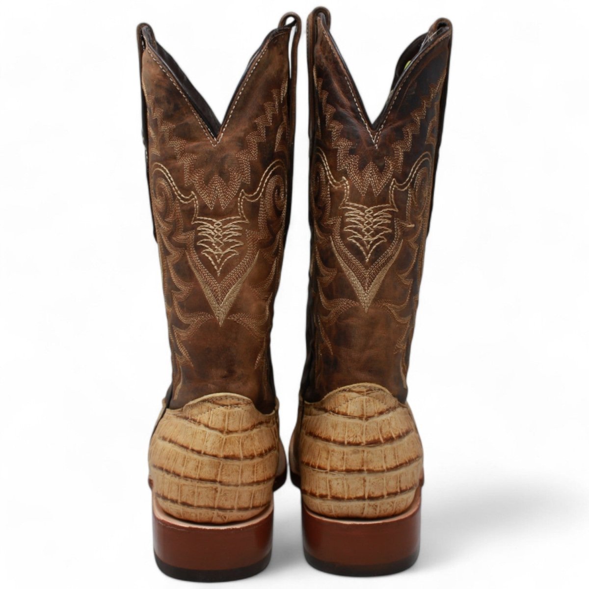 Tanner Mark Men's Midland Print Caiman Belly Square Toe Boots Antique Saddle TM207005 - Tanner Mark Boots