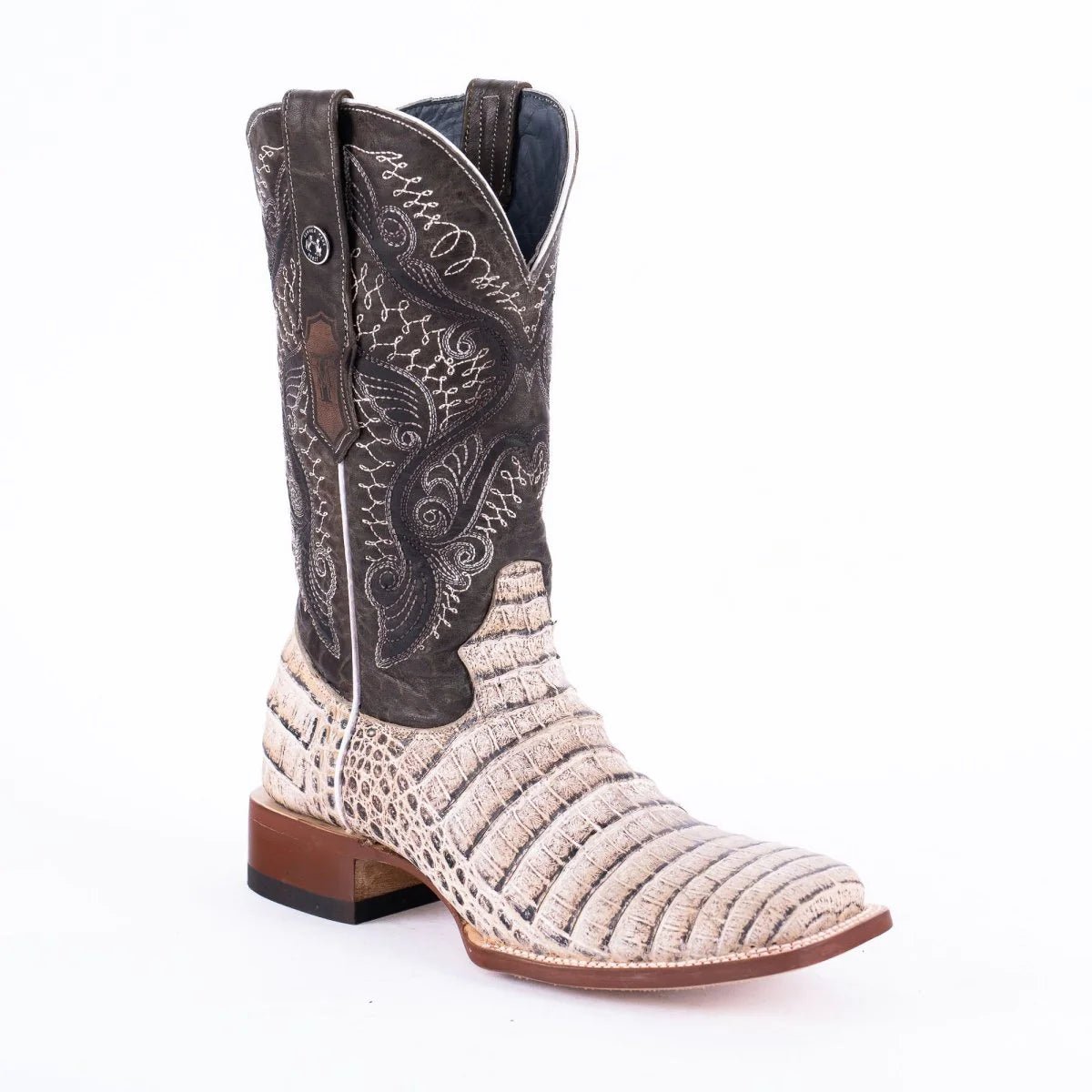 Tanner Mark Men's Print Caiman Belly Square Toe Boots Natural TM205569 - Tanner Mark Boots