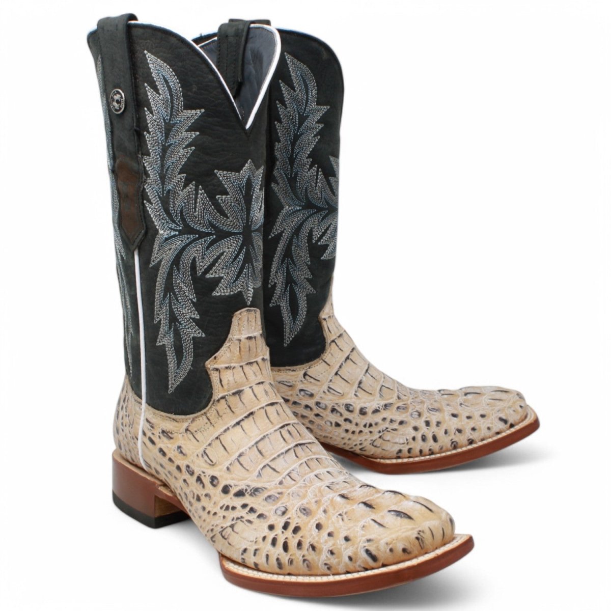 Tanner Mark Men's Print Caiman Hornback Square Toe Boots Natural TM205573 - Tanner Mark Boots