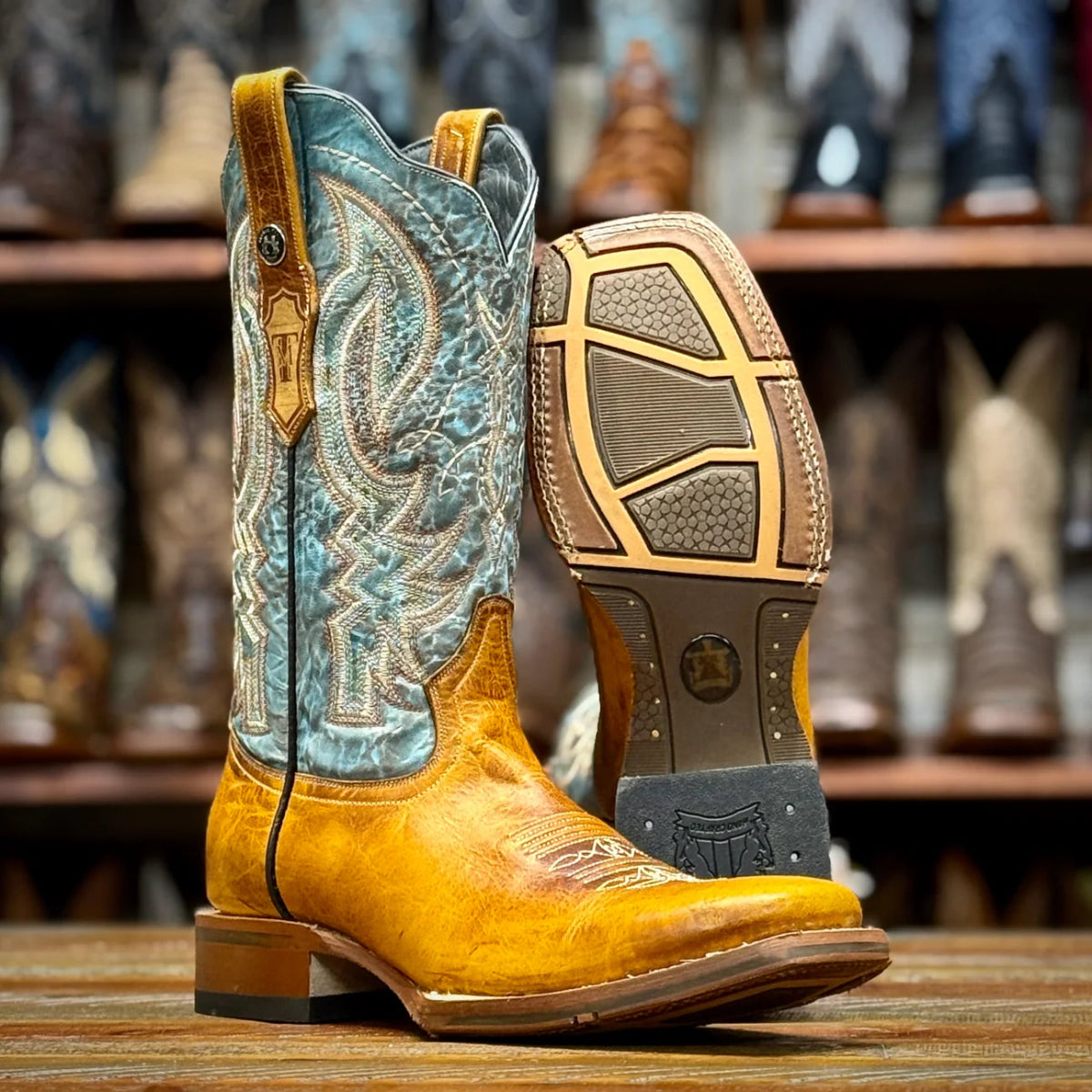 Tanner Mark Men's Square Toe Leather Boots - Damiana Orange - Tanner Mark Boots