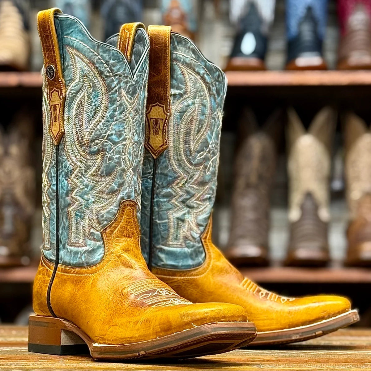 Tanner Mark Men's Square Toe Leather Boots - Damiana Orange - Tanner Mark Boots