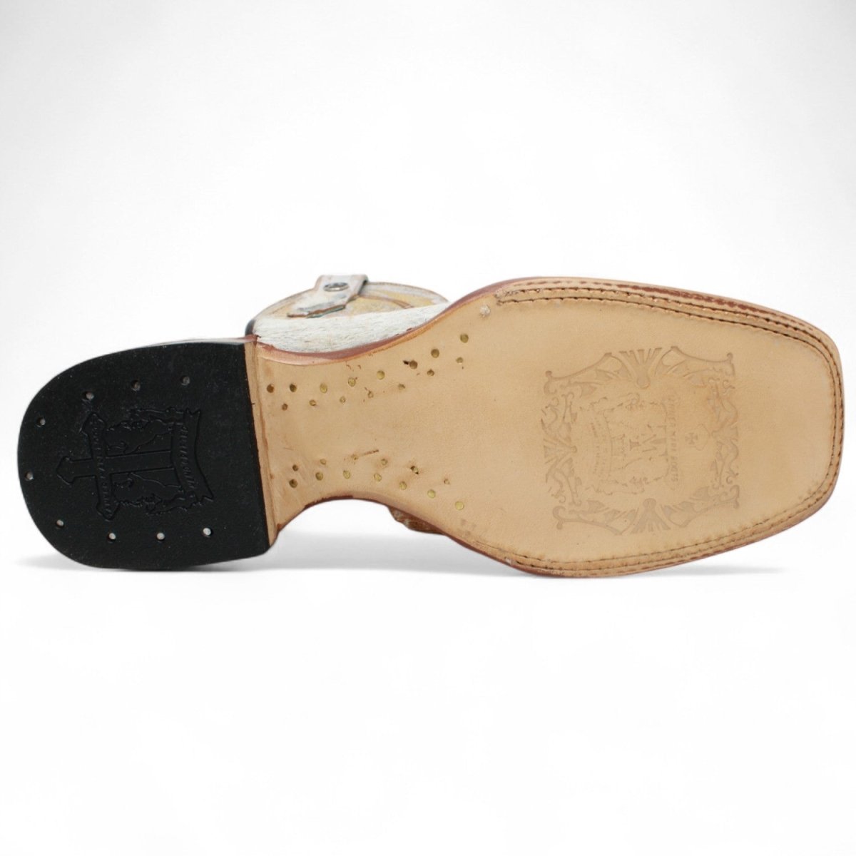 Tanner Mark Men's Square Toe Leather Boots Honey & White Hair Cowhide TM205580 - Tanner Mark Boots