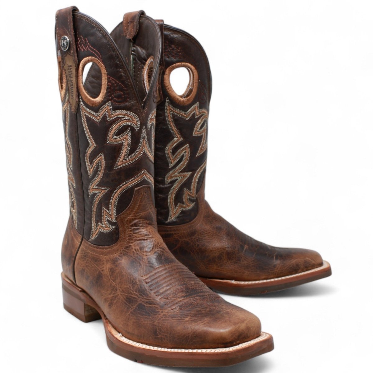 Tanner Mark Men's Woodrow Square Toe Leather Boots Mocha Brown - Tanner Mark Boots