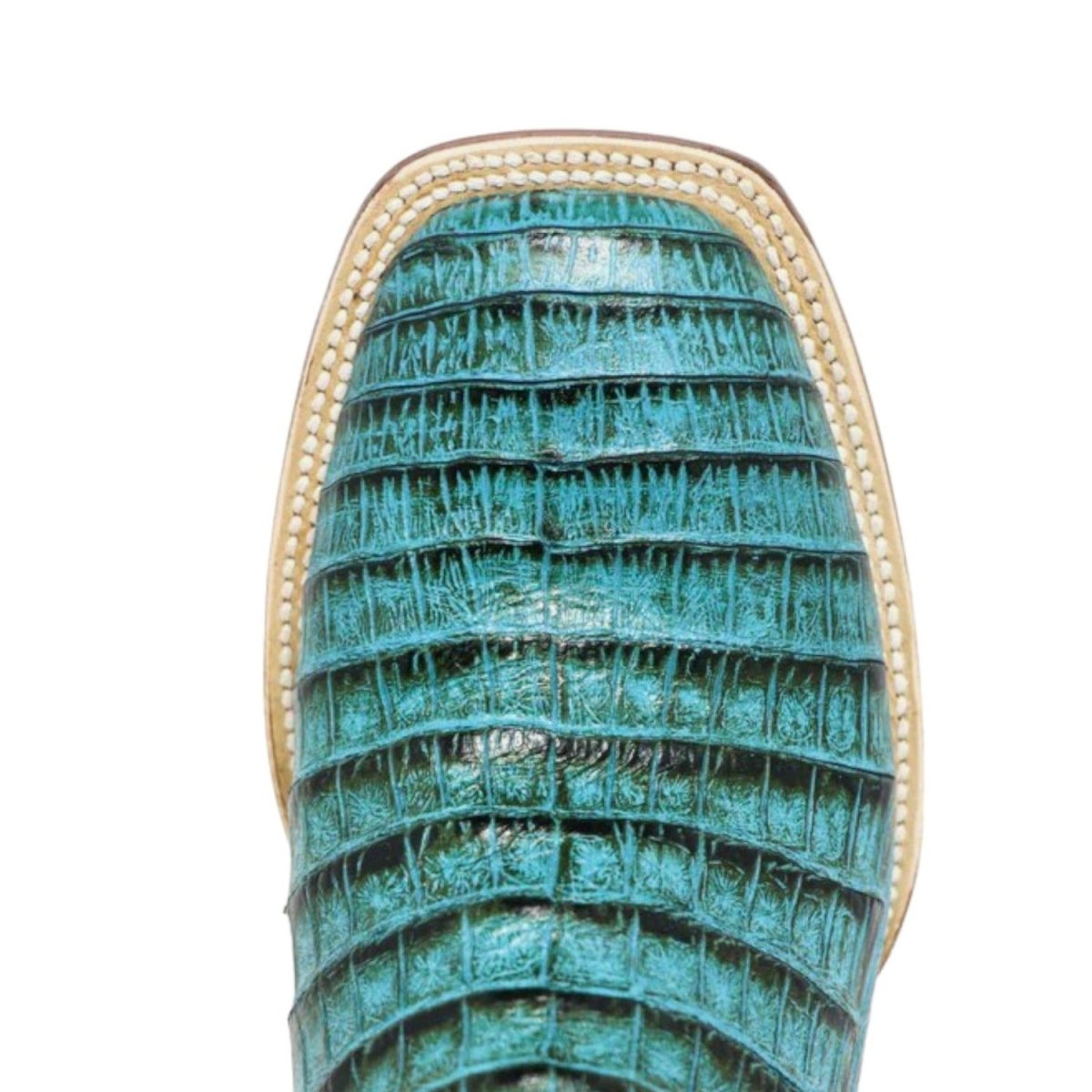 Tanner Mark Women's 'Agave Sky' Print Caiman Belly Square Toe Boots Turquoise - Tanner Mark Boots