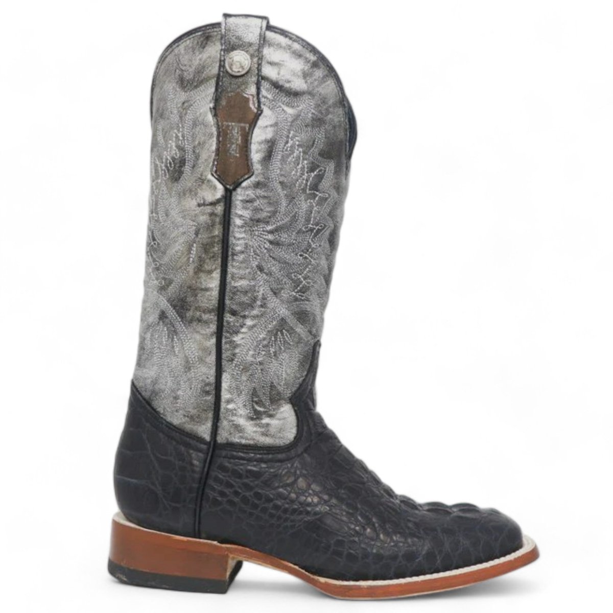 Tanner Mark Women's Amberlyn Print Caiman Hornback Square Toe Boots Black - Tanner Mark Boots