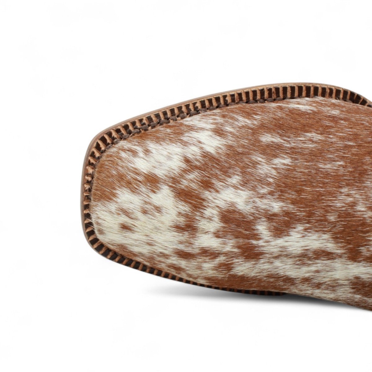 Tanner Mark Women's Annie Full Hair On Cowhide Square Toe Boots - Brown & White - Tanner Mark Boots