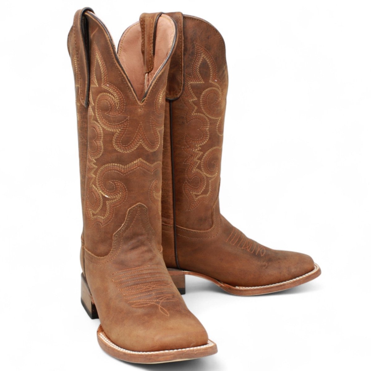 Tanner Mark Women's Blaze Leather Square Toe Boots Cognac - Tanner Mark Boots