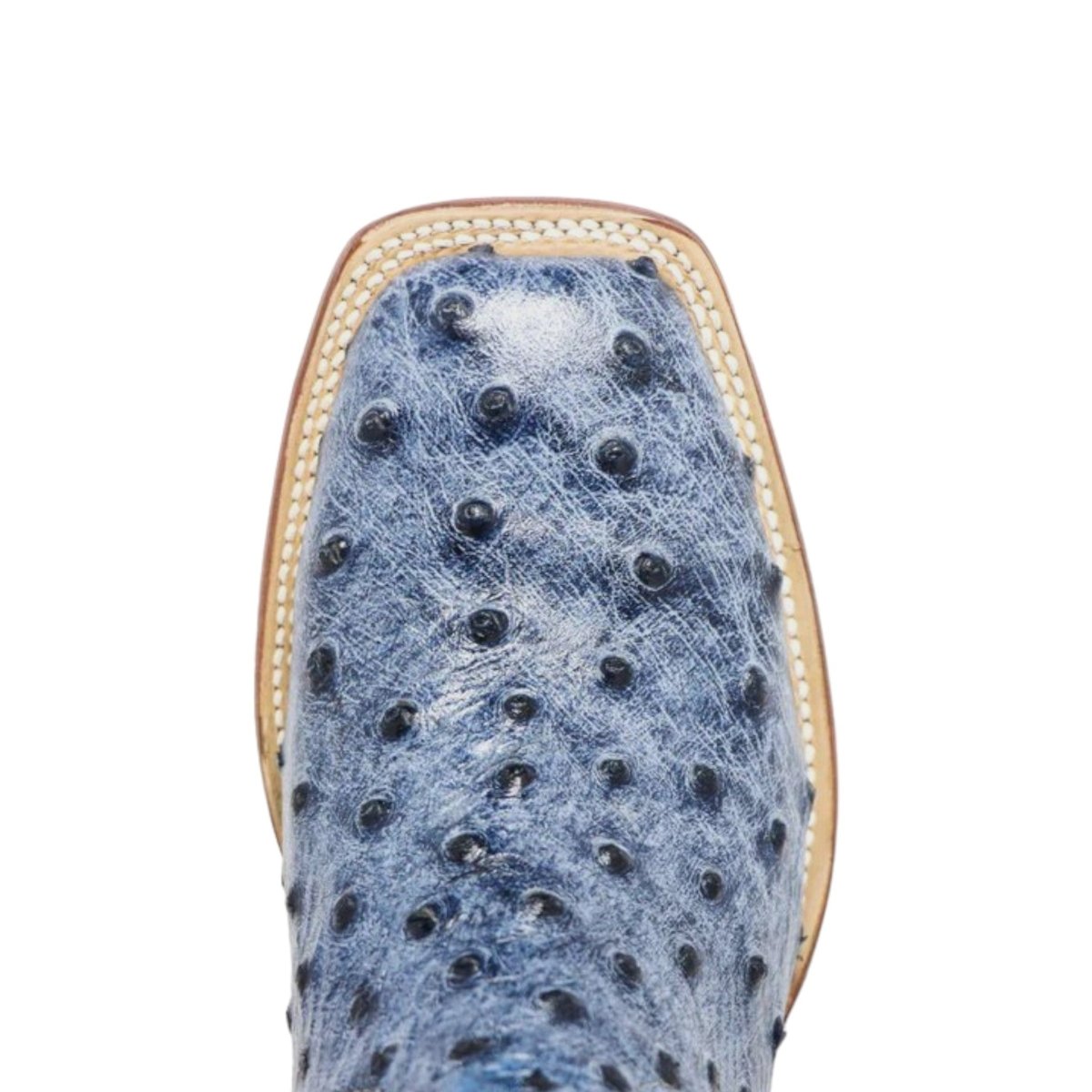 Tanner Mark Women's 'Bluebonnet' Ostrich Print Square Toe Boots Blue Denim TML207061 - Tanner Mark Boots