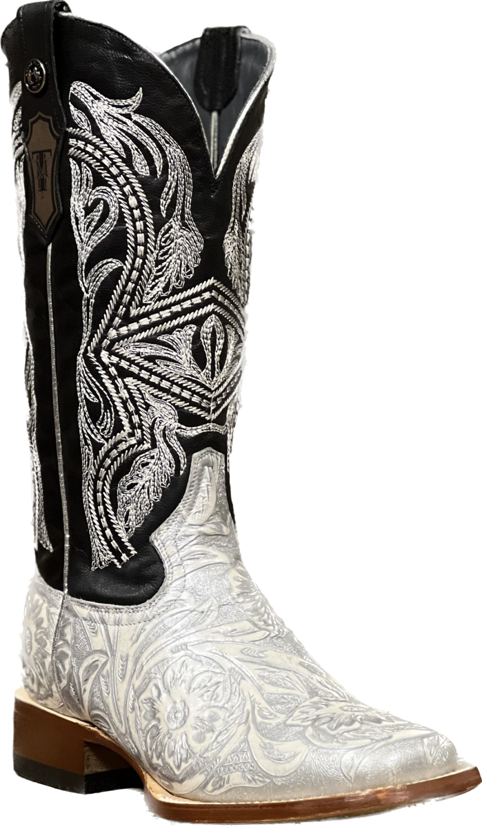 Tanner Mark Women's "Chrome" Saddle Stamp Leather Square Toe Boots - Tanner Mark Boots