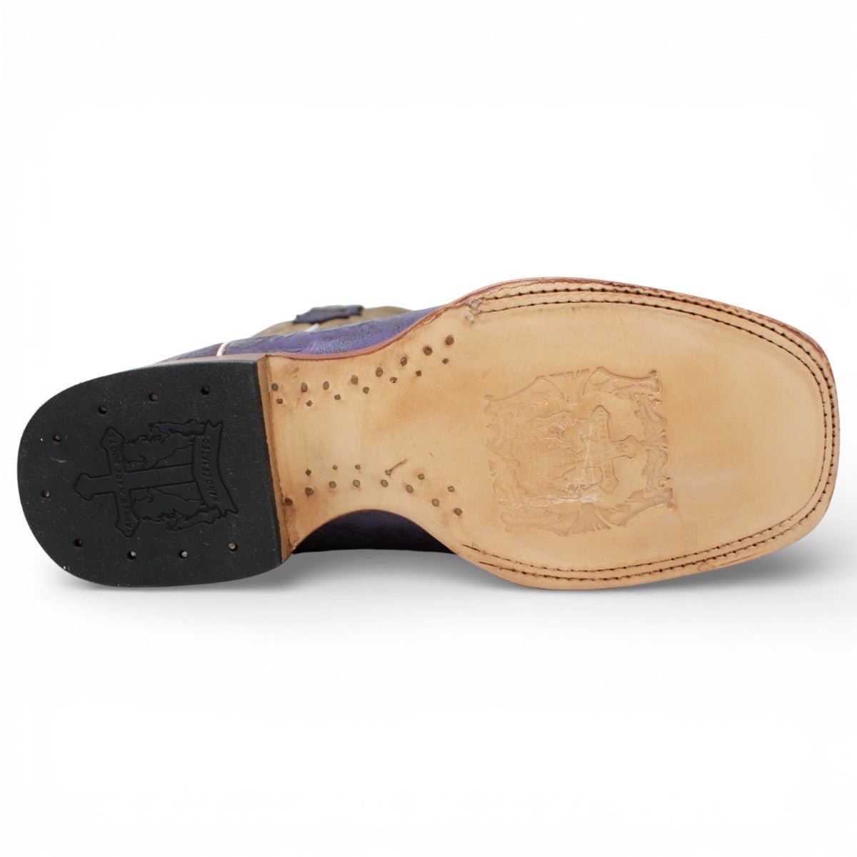 Tanner Mark Women's Hand Tooled Square Toe Leather Boots Grape - Tanner Mark Boots