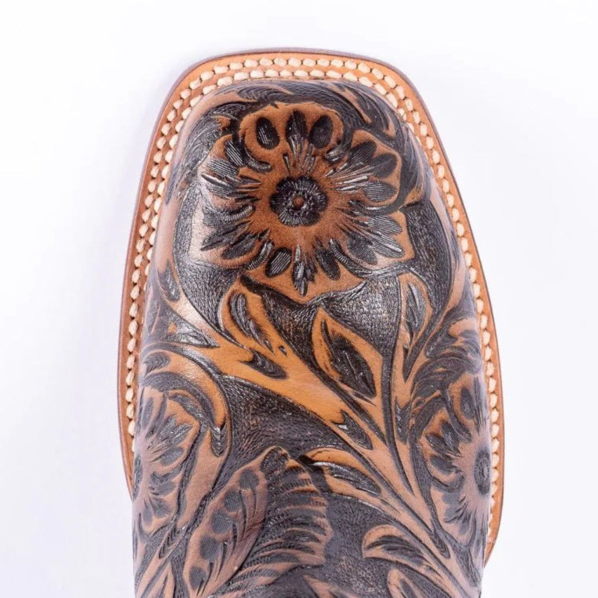 Tanner Mark Women's Jungle Hand Tooled Square Toe Leather Boots Brown - Tanner Mark Boots
