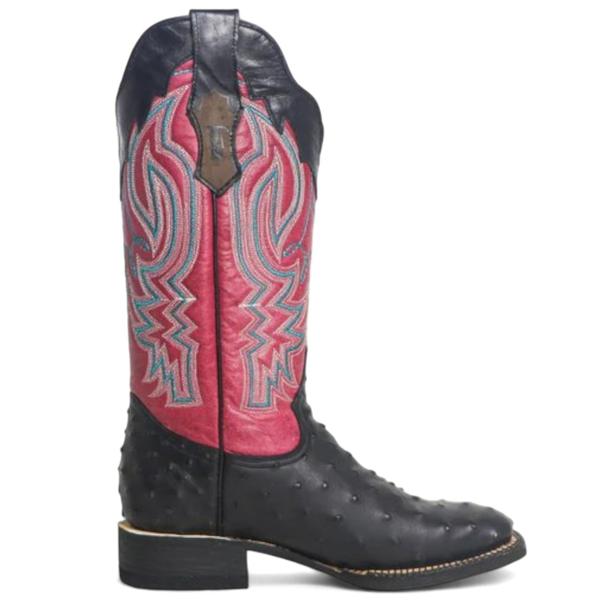 Tanner Mark Women's 'Kennedy' Ostrich Print Square Toe Boots Black - Tanner Mark Boots