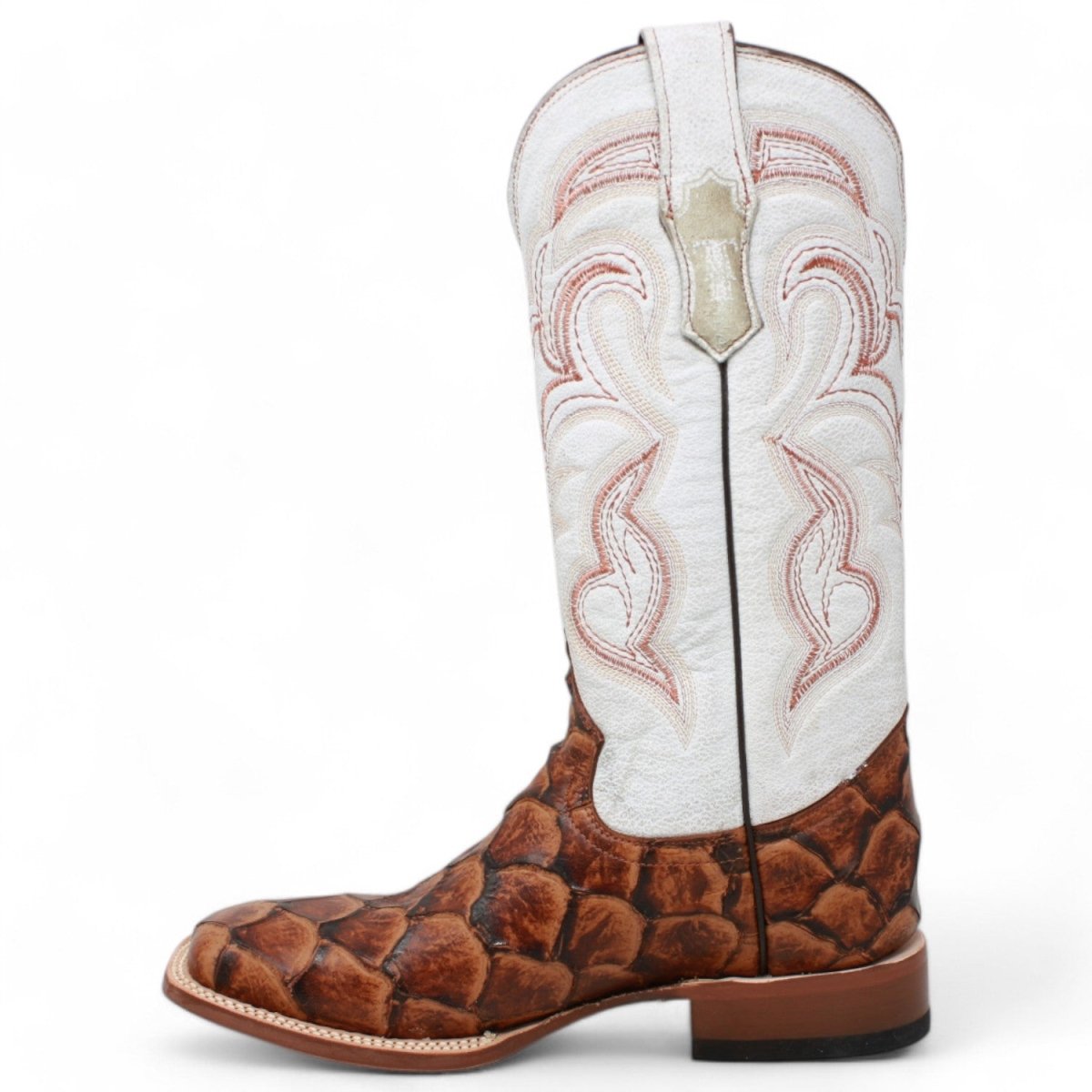 Tanner Mark Women's Pistol Print Monster Fish Square Toe Boots Cognac - Tanner Mark Boots