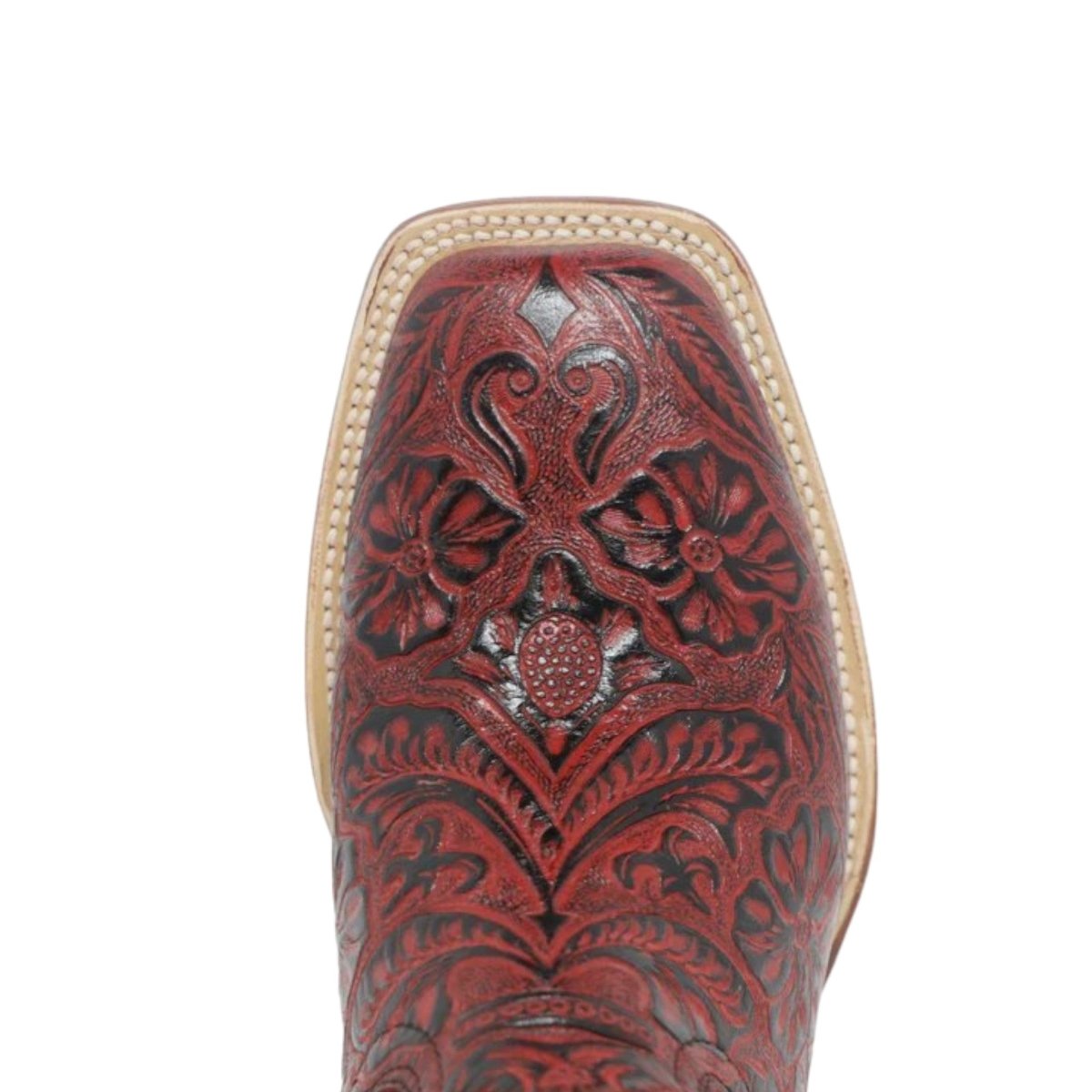 Tanner Mark Women's 'Rebecca" Hand Tooled Square Toe Leather Boots Red - Tanner Mark Boots
