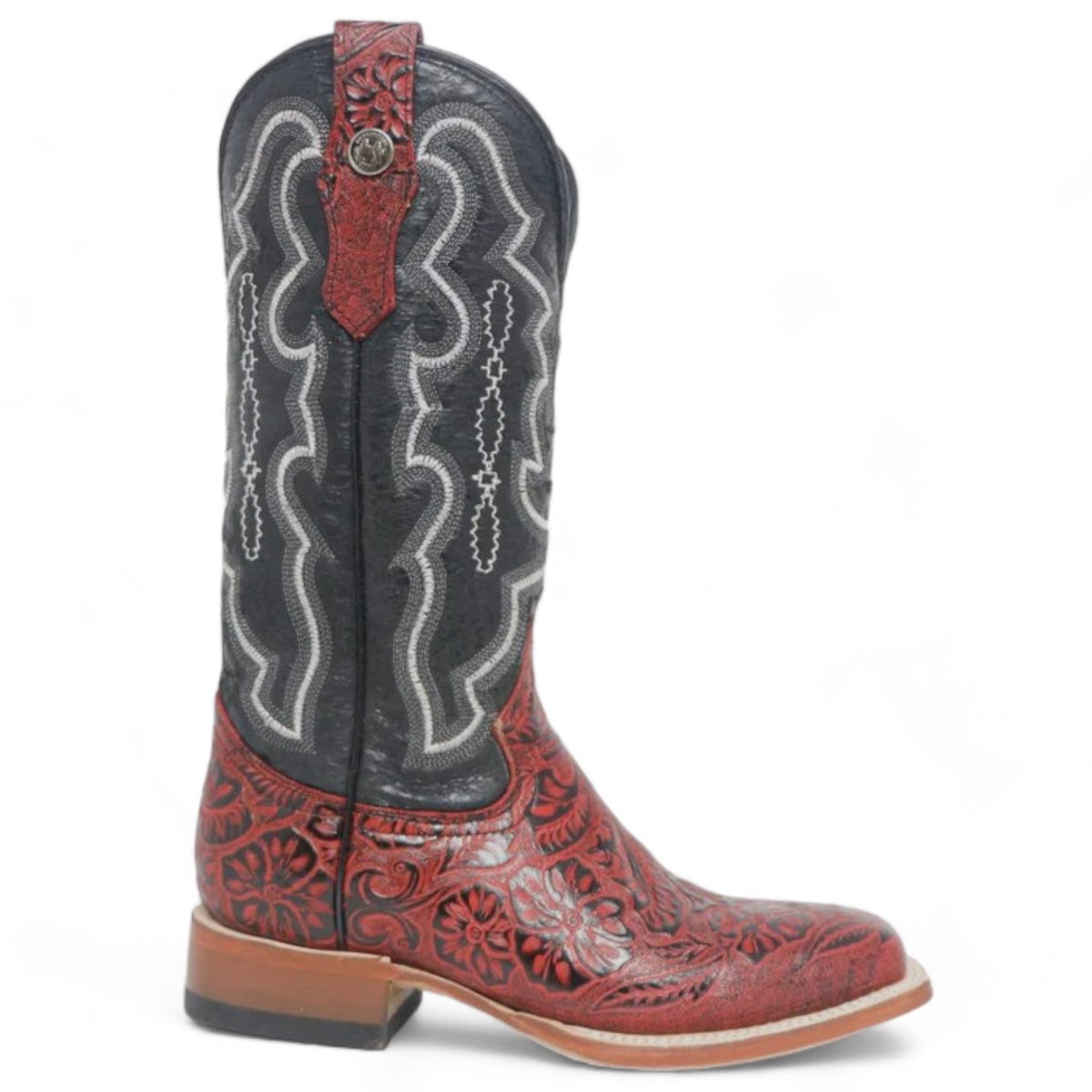 Tanner Mark Women's 'Rebecca" Hand Tooled Square Toe Leather Boots Red - Tanner Mark Boots