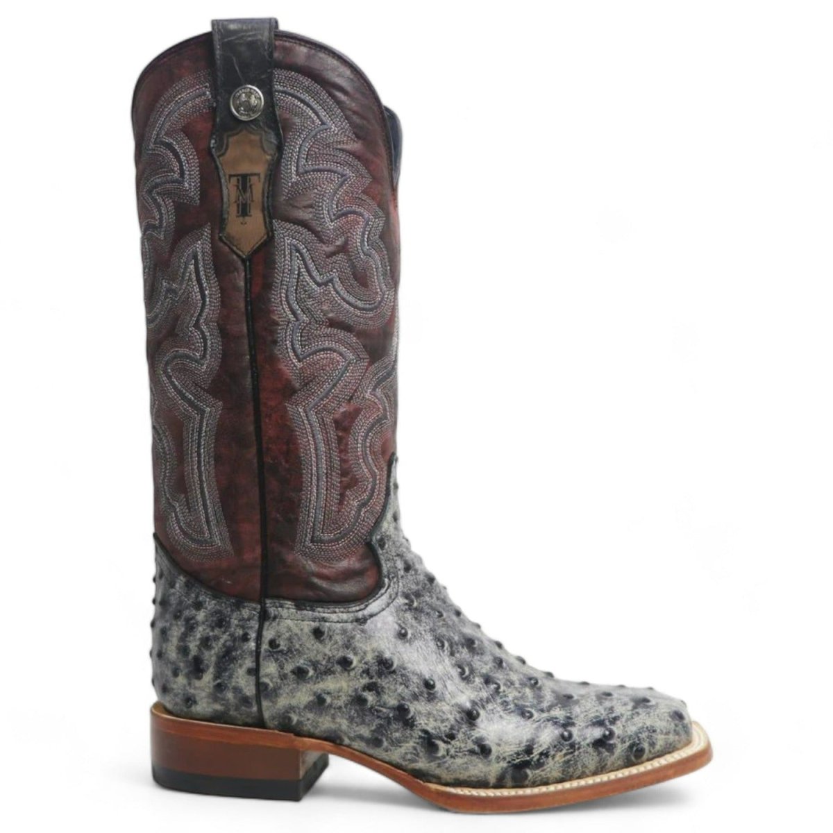Tanner Mark Women's 'Rita Ballou' Ostrich Print Square Toe Boots Black - Tanner Mark Boots
