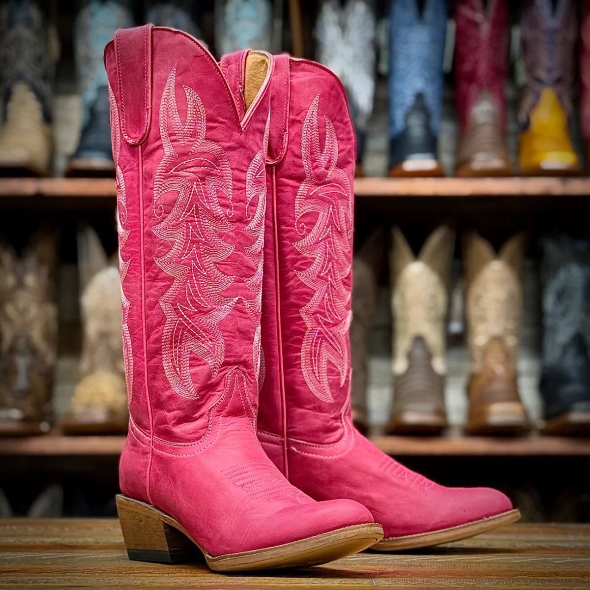 Tanner Mark Women's Round Toe Leather Tall Boots - Pink - Tanner Mark Boots