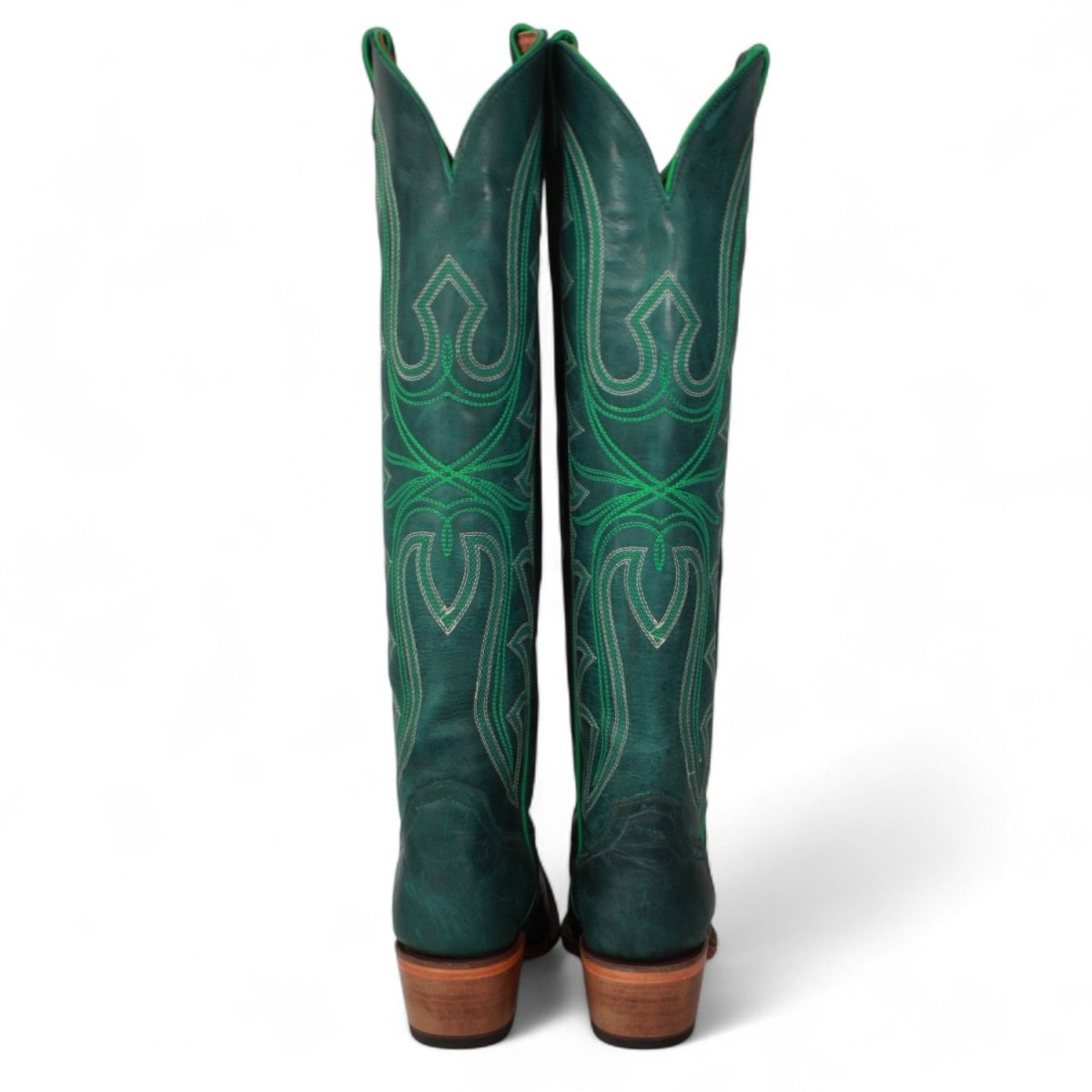 Tanner Mark Women's Snip Toe Fashion Heel Knee High Leather Boots - Green - Tanner Mark Boots