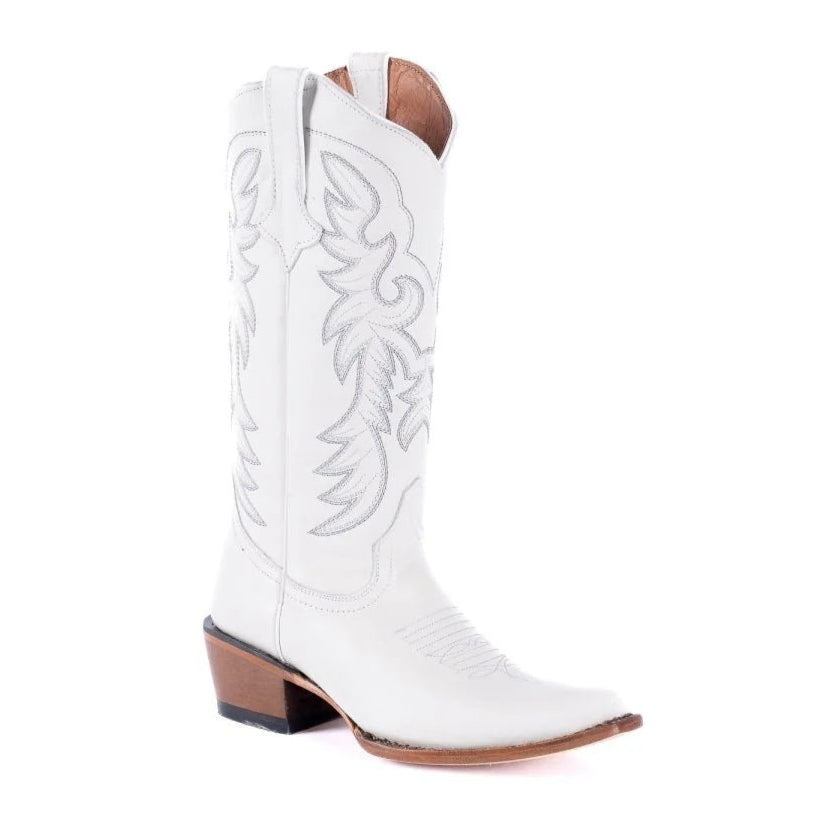 Tanner Mark Women's Snip Toe Leather Boots White Calf - Tanner Mark Boots