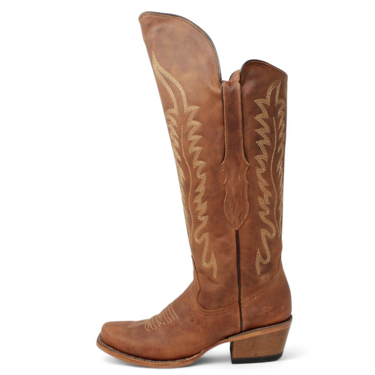 Tanner Mark Women's Square Toe Riding Leather Boots Brown - TML205420 - Tanner Mark Boots