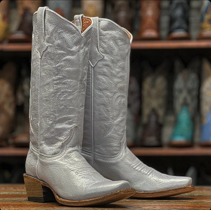 Tanner Mark Women's 'Sterling' Leather Square Toe Boots Silver - Tanner Mark Boots