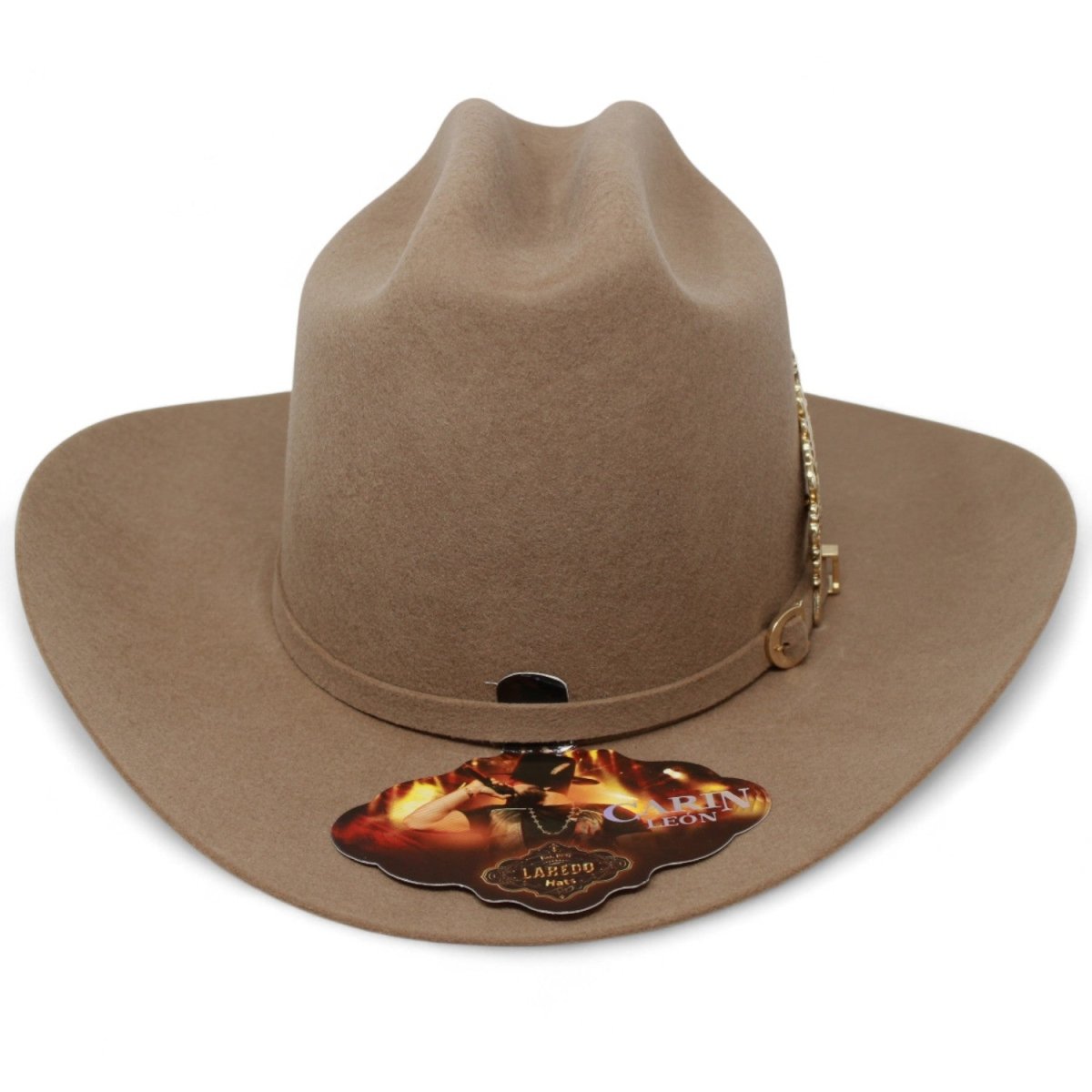 Texana Carin Leon Oficial Color Sahara con Pluma Color Oro - Laredo Hats