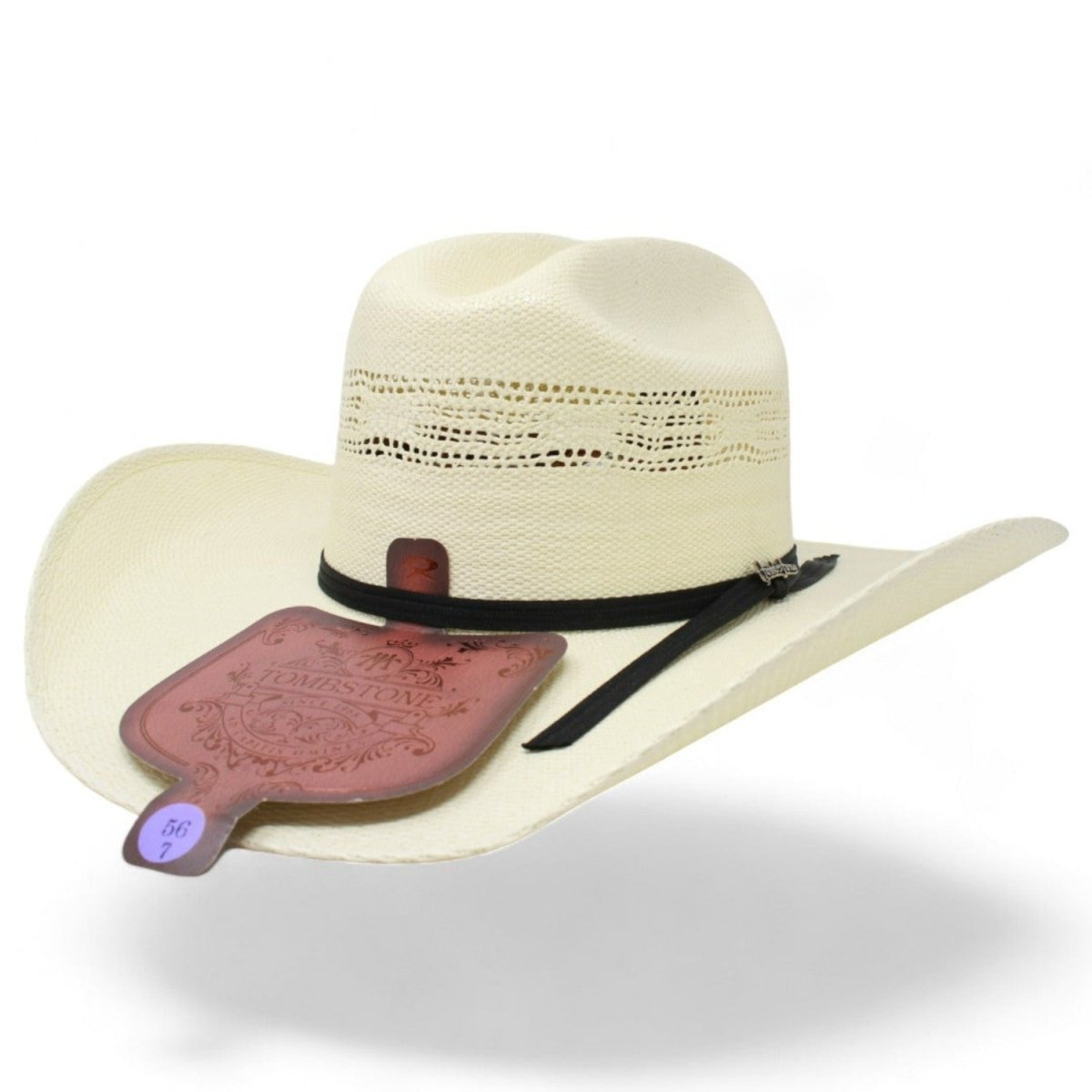 Handcrafted Tombstone Roper hat in Bangora 10X with 4½" crown and 4¾" brim, classic western style,