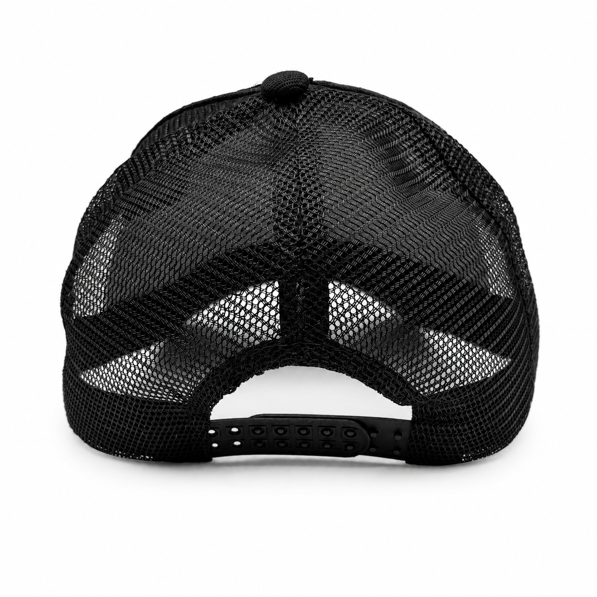 Gorra vaquera bordada negra tipo trucker vista trasera con broche snapback Hooch Boots
