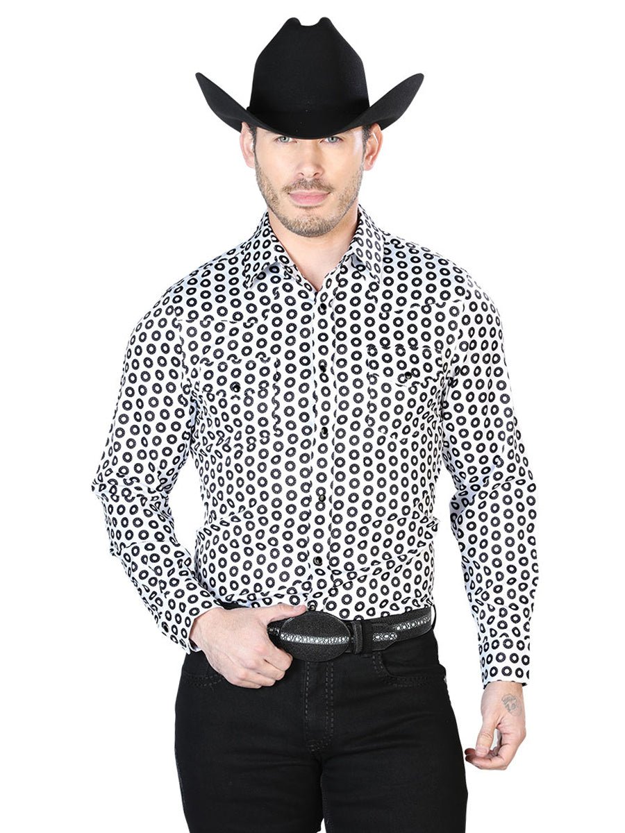 White And Black Casual Long Sleeve Shirt 43938 - Diana Zapateria Inc