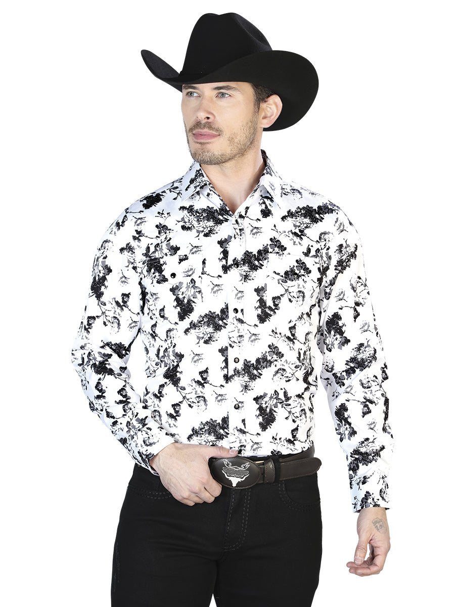 White And Black Casual Long Sleeve Shirt 43952 - Diana Zapateria Inc