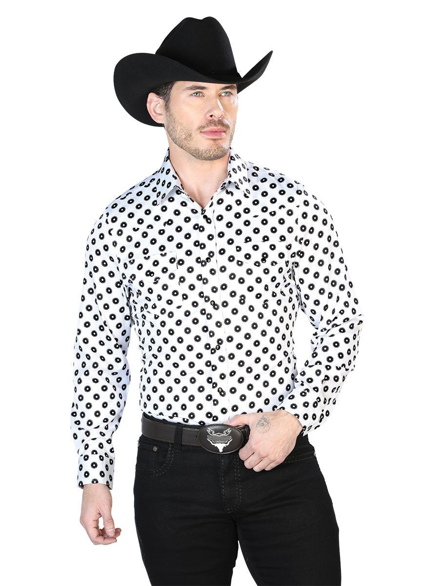 White And Black Casual Long Sleeve Shirt 43964 - Diana Zapateria Inc