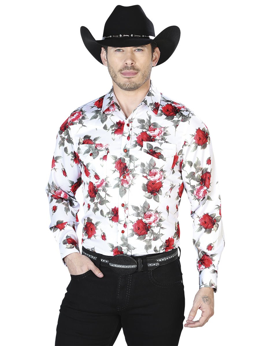 White Roses Casual Long Sleeve Shirt 43935 - Diana Zapateria Inc