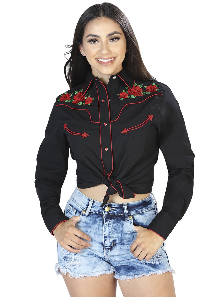 Womens - Black - Embroidered Shirt 42961 - Diana Zapateria Inc