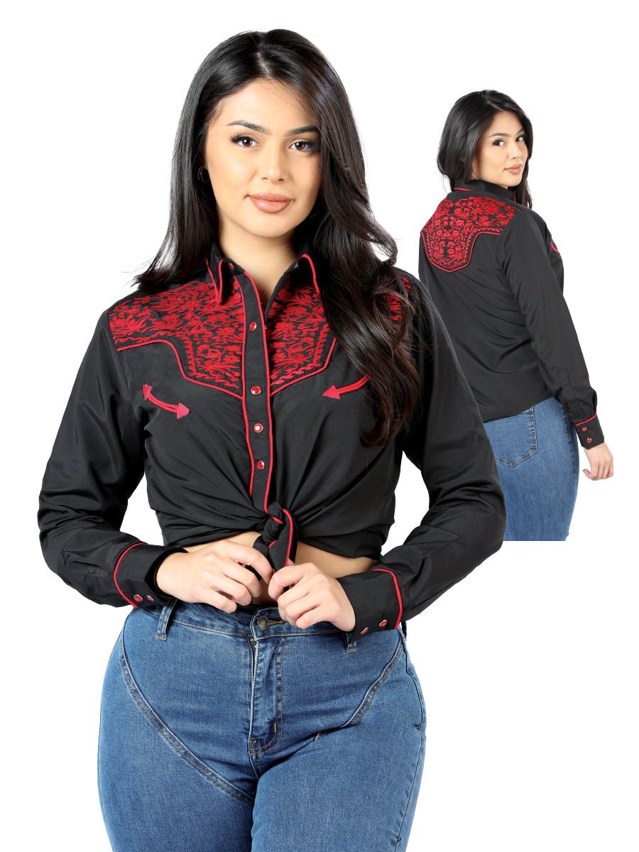 Womens Black Embroidered Western - style Blouse 44186 - Diana Zapateria Inc