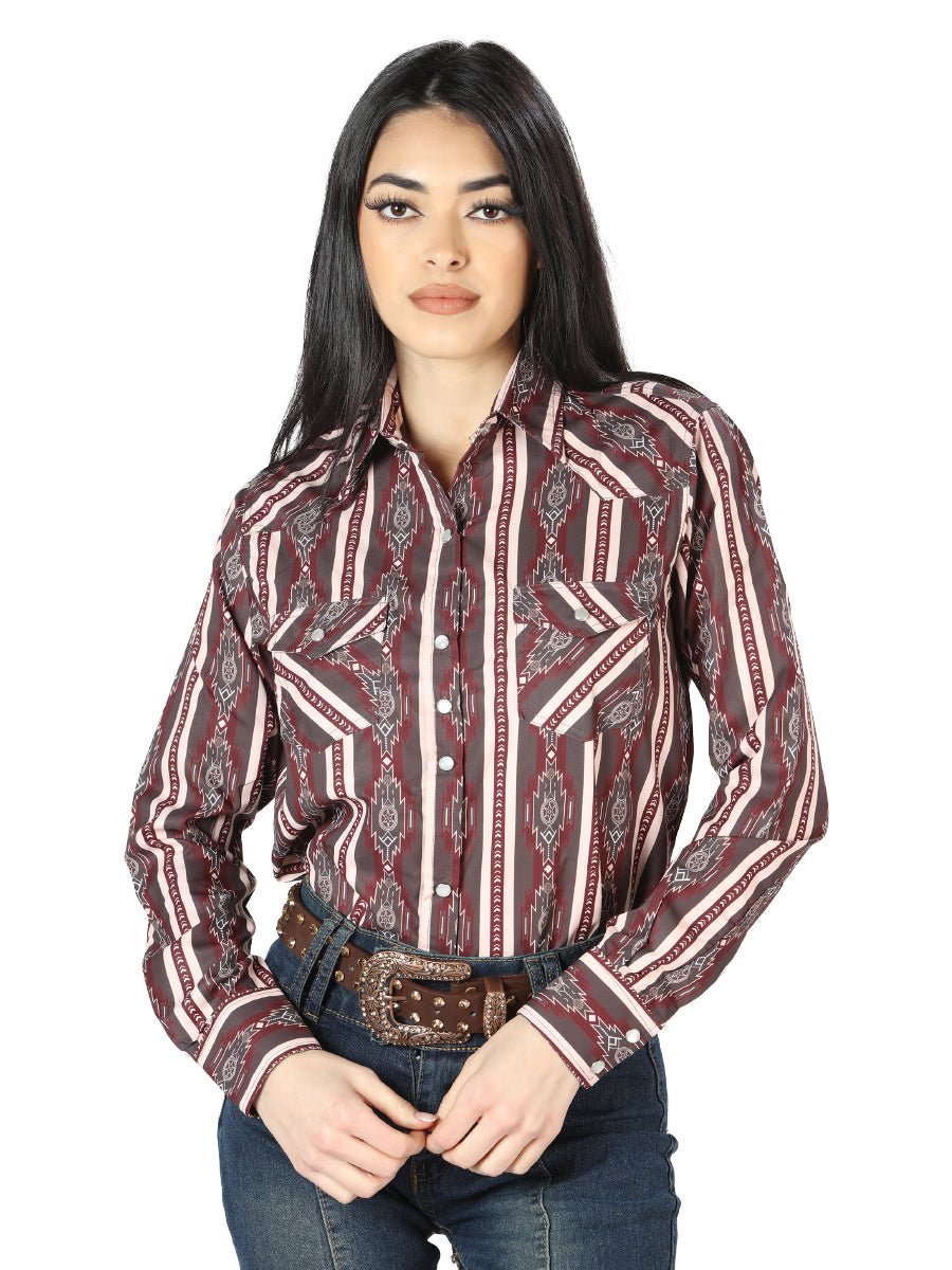 Womens Brown Long Sleeve Western Shirt 44215 - Diana Zapateria Inc