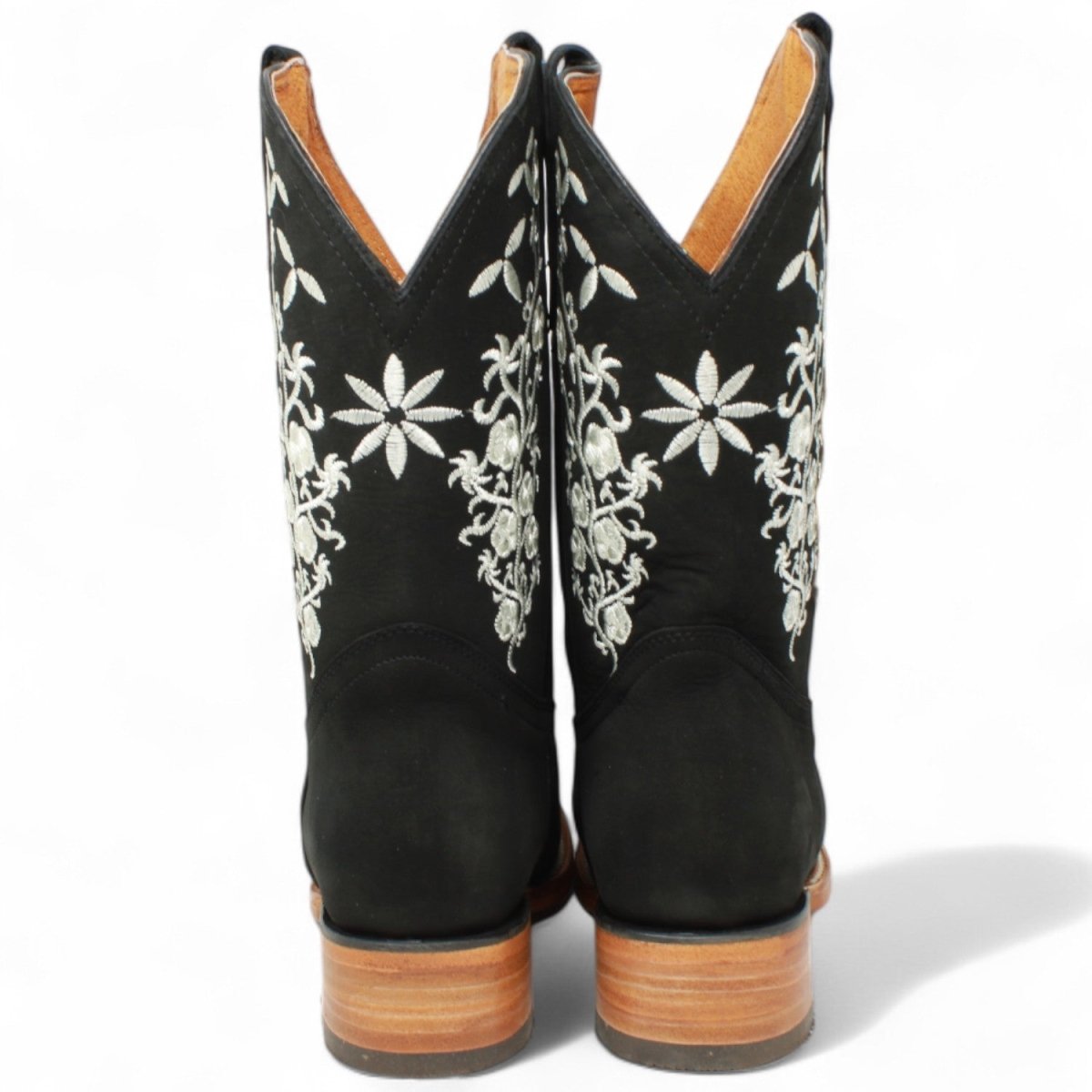 Women's Genuine Leather Square Toe Boots - Black - La Carreta