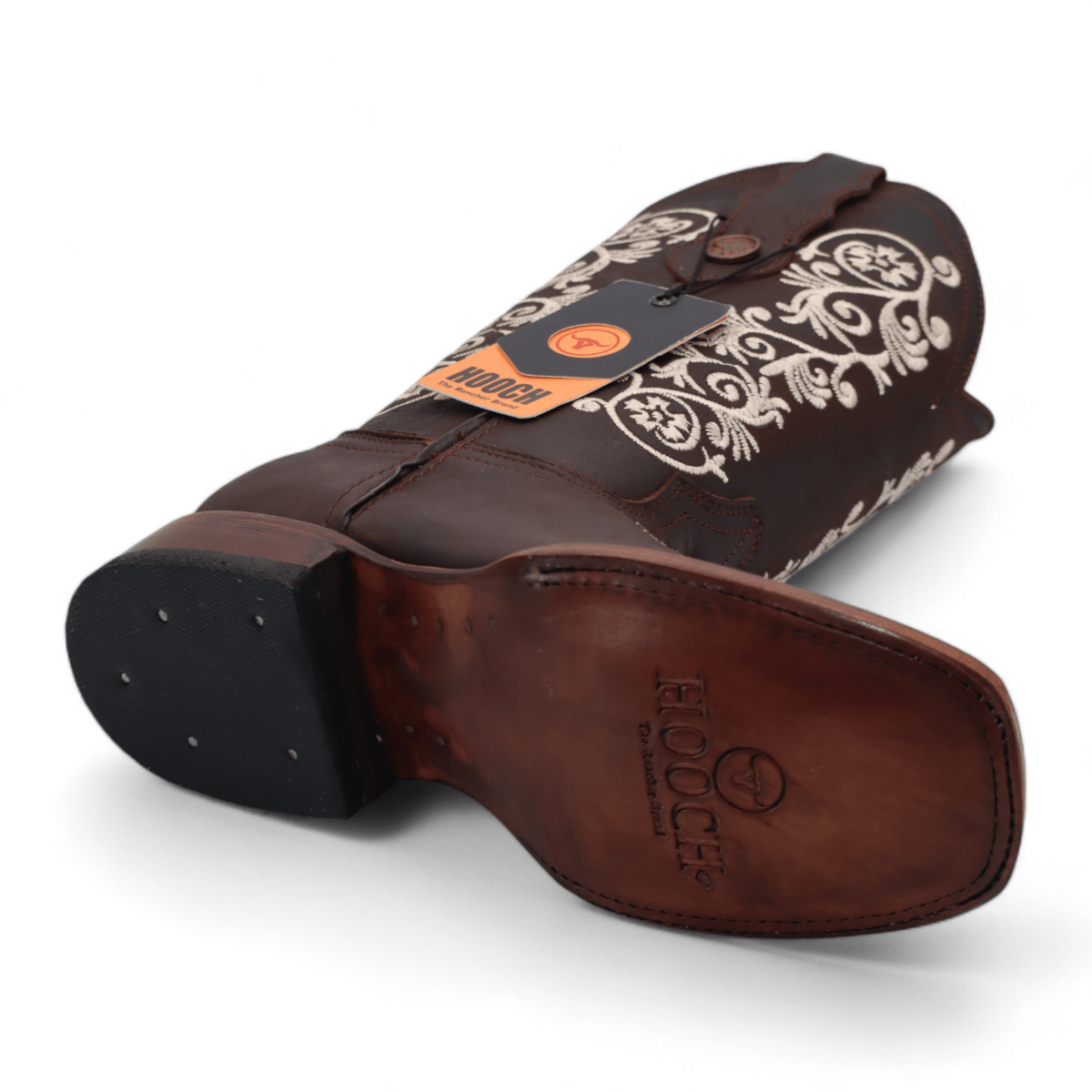 Women's Genuine Leather Square Toe Boots - Chocolate - Hooch Boots