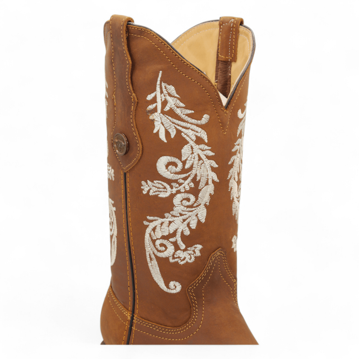 Women's Genuine Leather Square Toe Boots - Honey - Hooch Boots - Shaft View