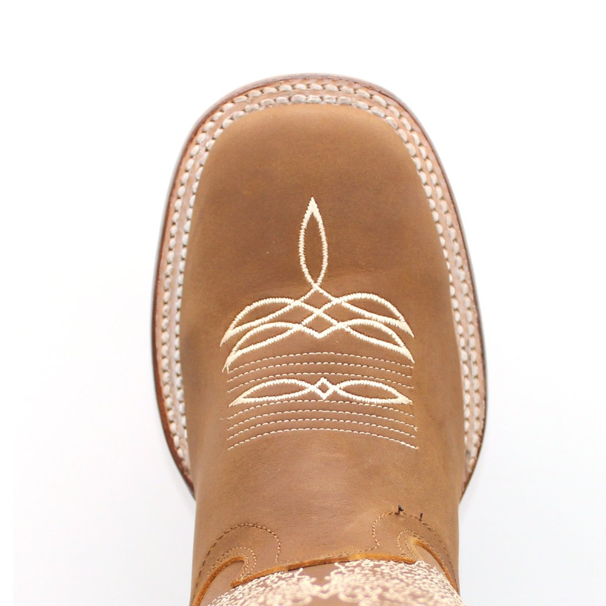 Women's Genuine Leather Square Toe Boots - Tan - Hooch Boots - Toe View