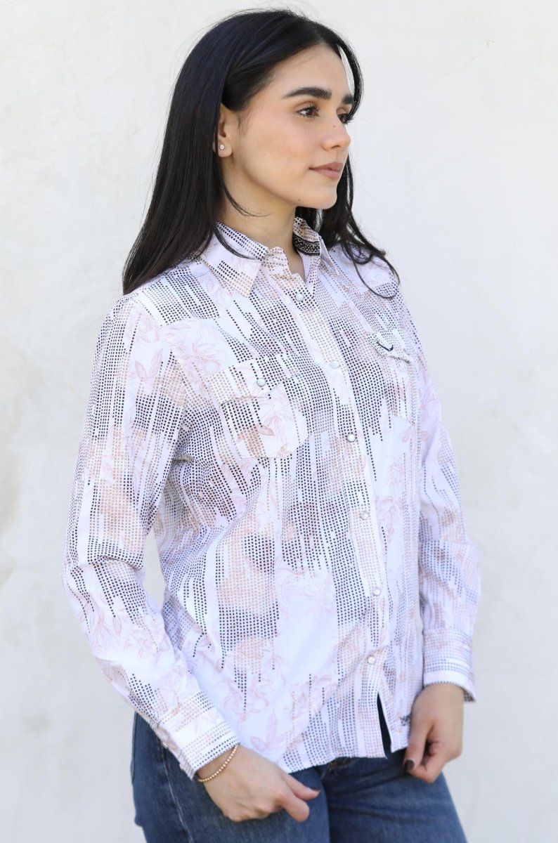 Womens Modern Fit Stretch Foil Fashion Shirt - Platini Fashion