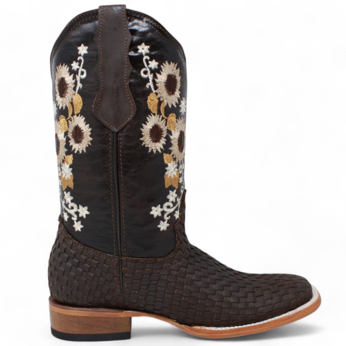 Women's Petatillo Leather Square Toe Boots Chocolate Brown - A&A Boots - Right Side View