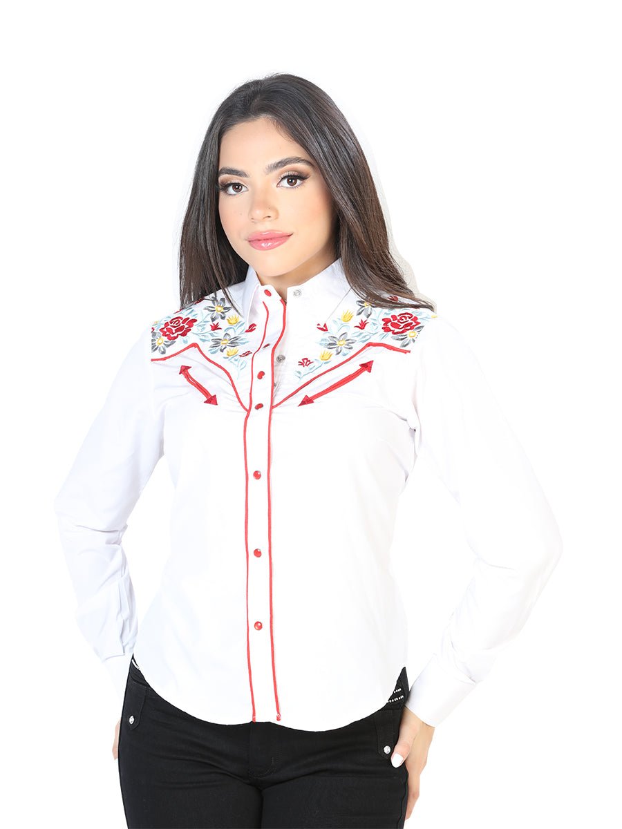 Womens White Embroidered Western - style Blouse 126686 - Diana Zapateria Inc