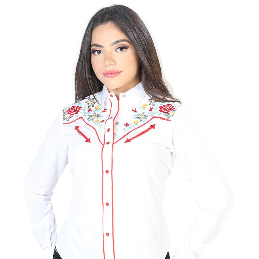 Womens White Embroidered Western - style Blouse 126686 - Diana Zapateria Inc