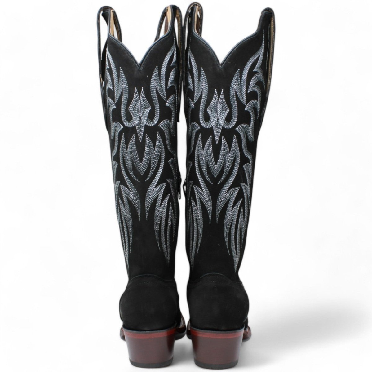 Women's Original Black Nobuck High Snip Toe Boots - Wild West Boots - Pair Back View