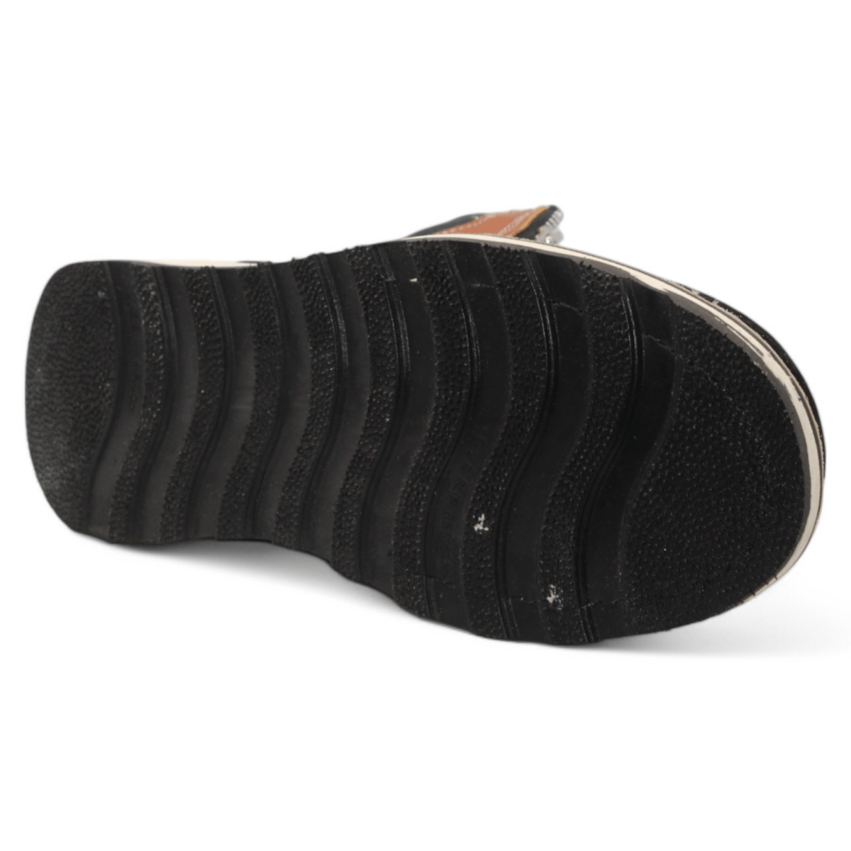 Zapato de Trabajo para Hombre de Piel Crazy Color Honey - Black con Doble Cierre Punta Redonda – Hooch Boots H40651 - Hooch Boots