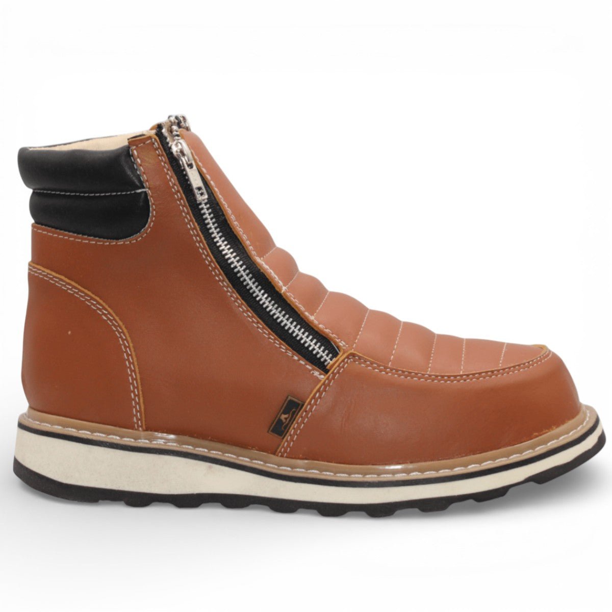Zapato de Trabajo para Hombre de Piel Crazy Color Honey con Doble Cierre Punta Redonda – Hooch Boots H40351 - Hooch
