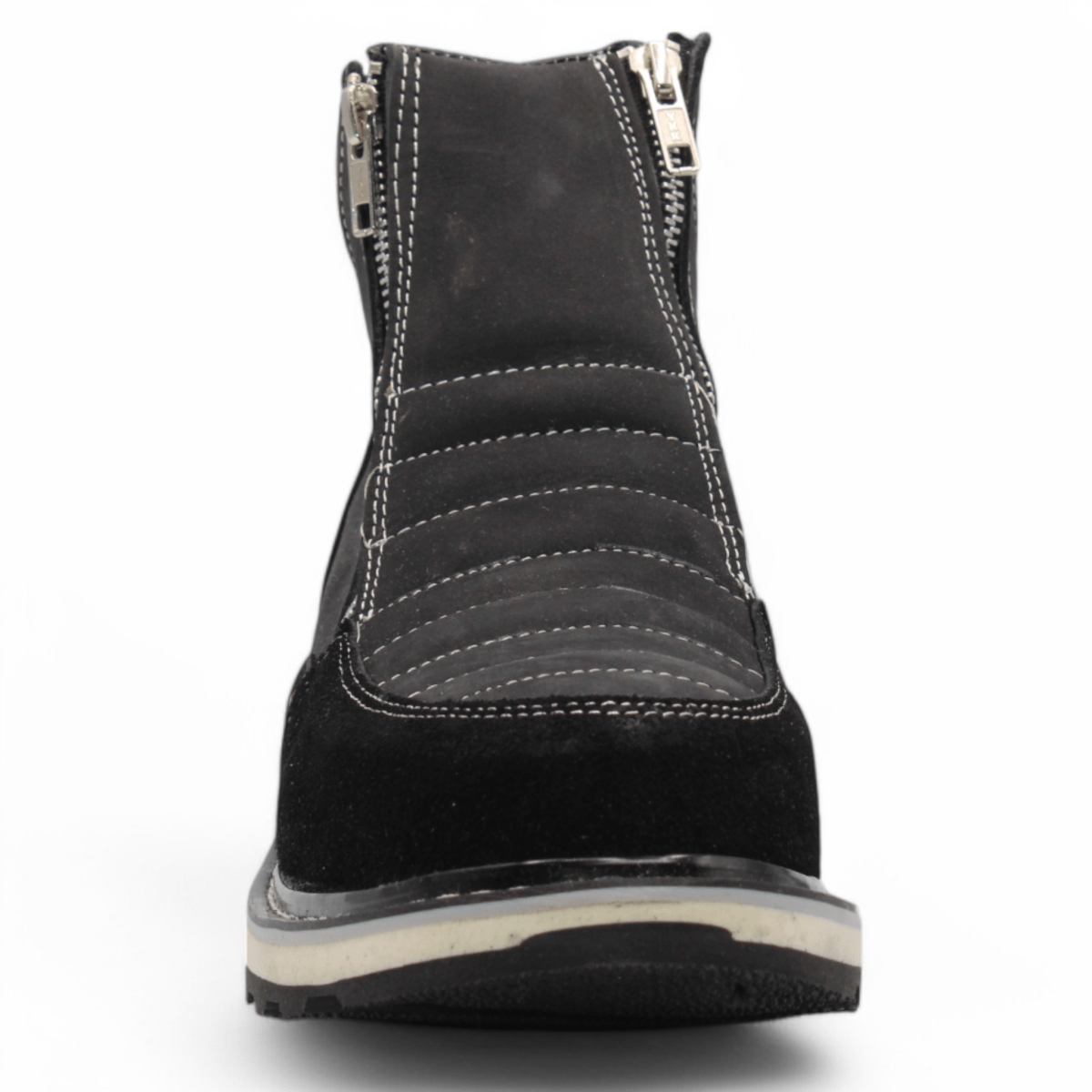 Zapato de Trabajo para Hombre de Piel Crazy con Doble Cierre Punta Redonda Color Negro – Hooch Boots H40205 - Hooch Boots